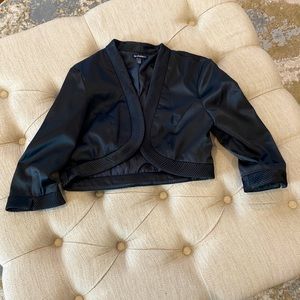 Le Chateau Bolero style satin black cropped jacket Size Medium
